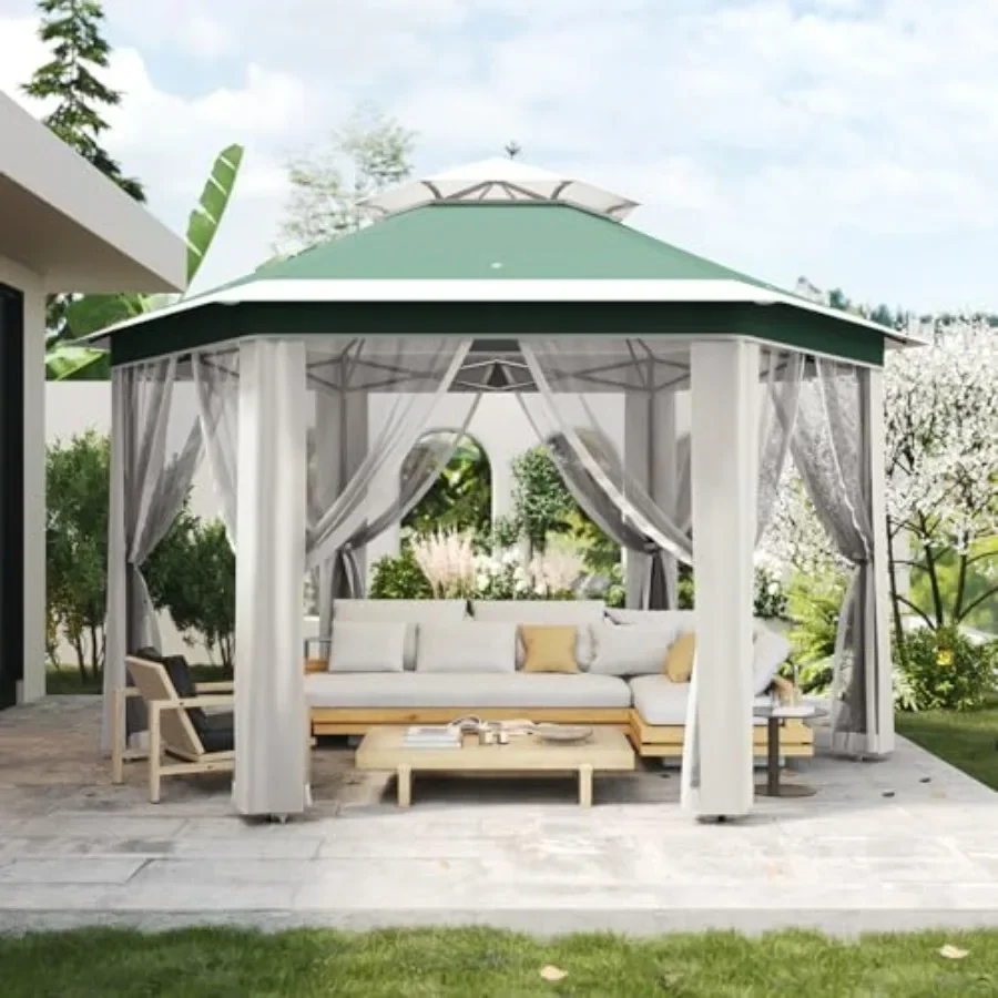 Gazebo Pop Up - Namiot ogrodowy sześciokątny 13'x13' z moskitierą,