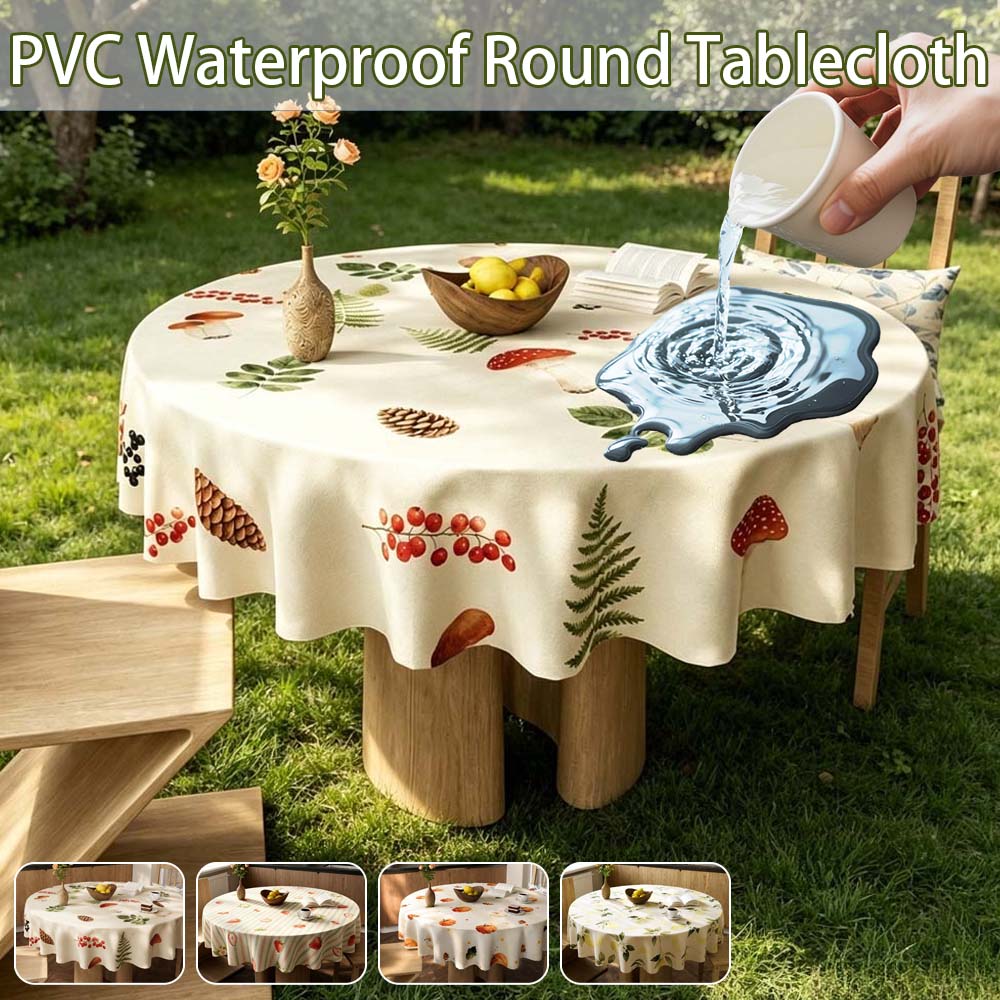 Outdoor Furniture Year Round - Obrus okrągły z PVC wielokrotnego użytku,