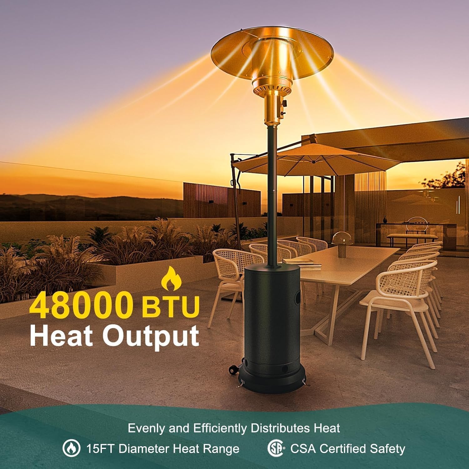 Lampa grzewcza zewnętrzna 48 0 – Patio Heater Standing recenzja i cena