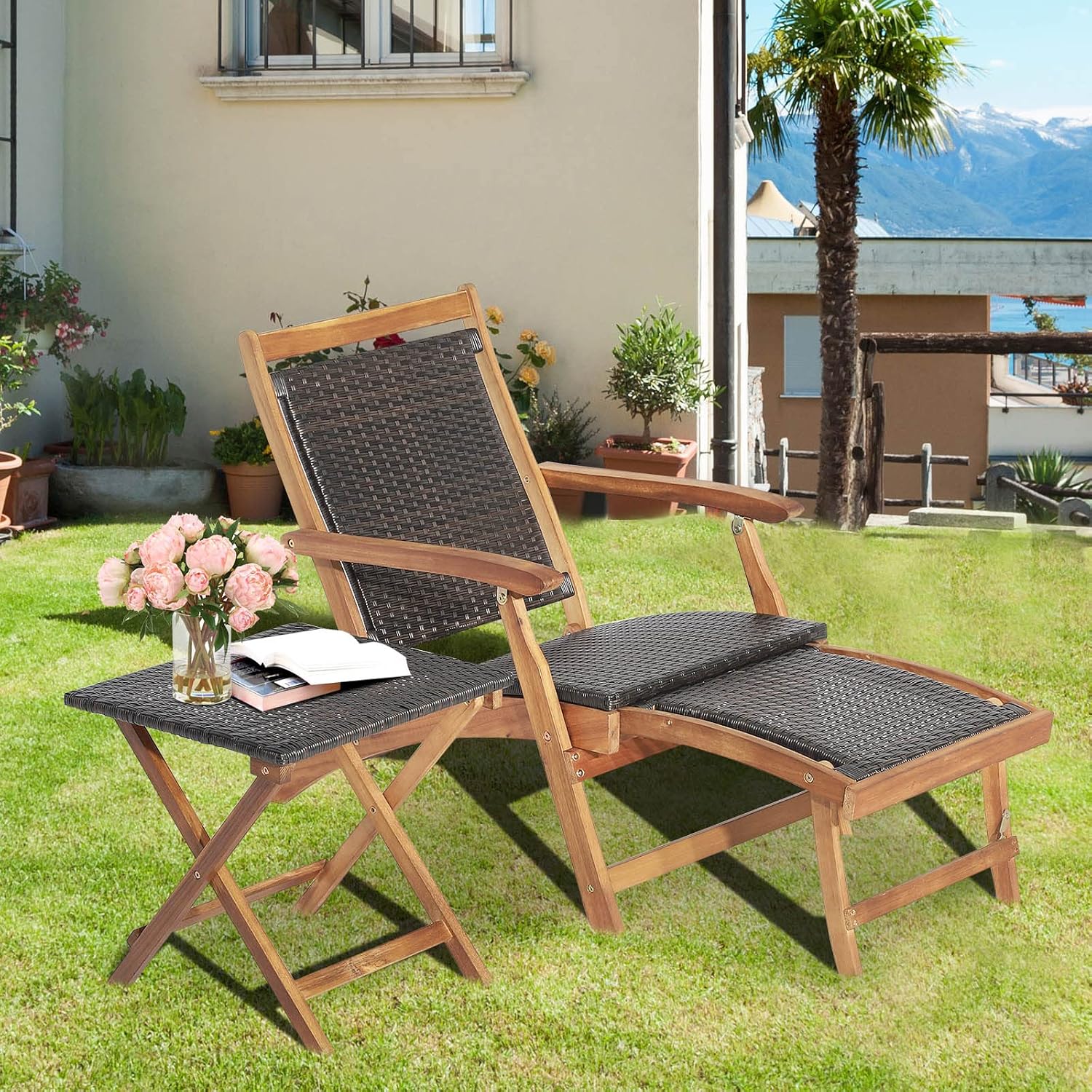 Składany zestaw mebli ogrodowy – Outdoor Furniture Recliner Set recenzja i cena