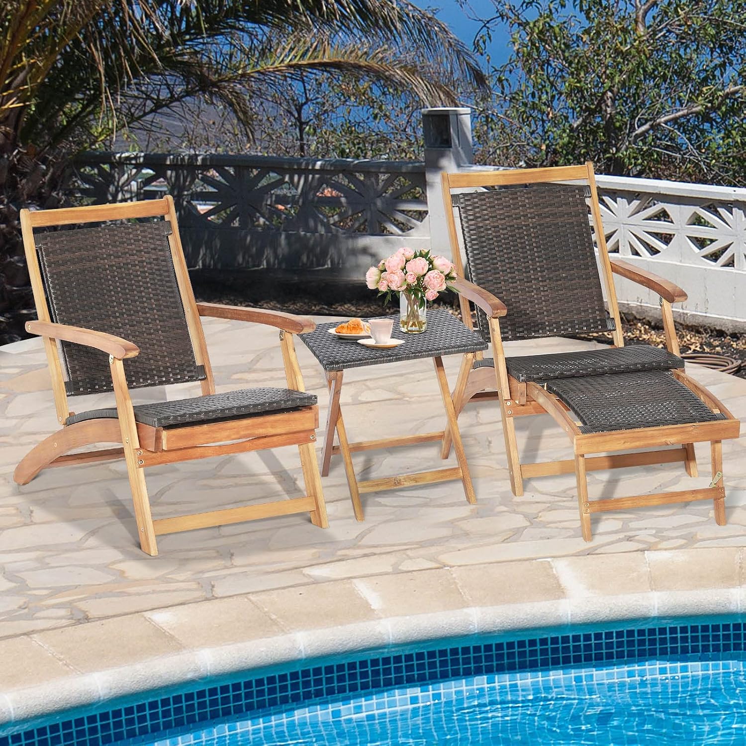 Składany zestaw mebli ogrodowy – Outdoor Furniture Recliner Set recenzja i cena