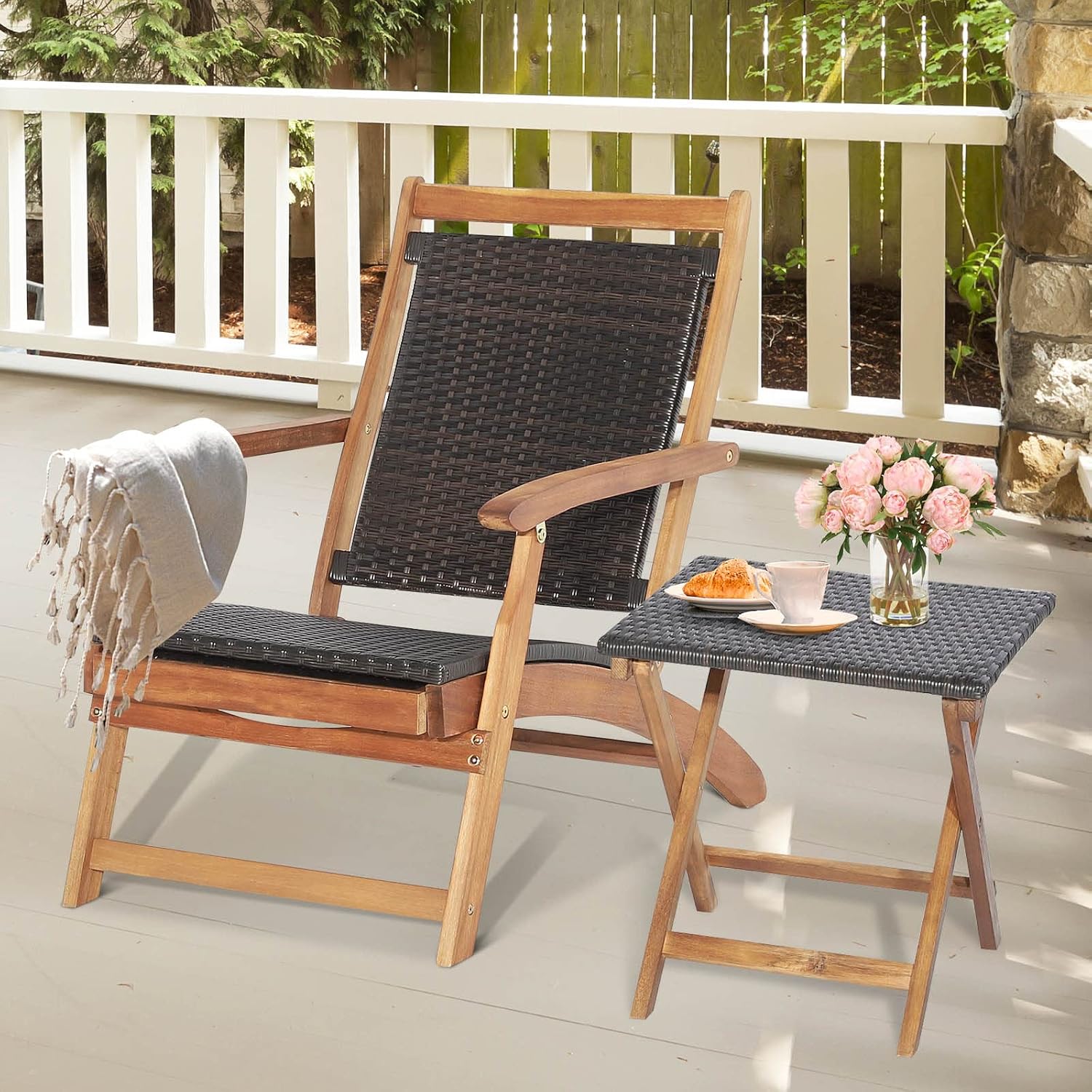 Składany zestaw mebli ogrodowy – Outdoor Furniture Recliner Set recenzja i cena